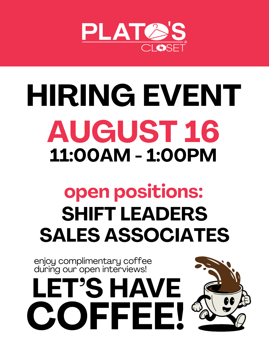Hiring Event: 8/16 11A-1P